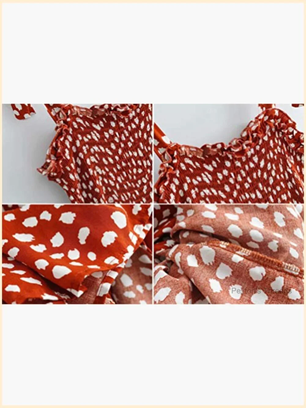 Cotton/Rayon Midi Dress with Irregular Polka Dot Ruffle Hem and Adjustable